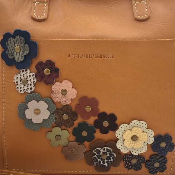 Portland Leather Customized Sunflower Medium Crossbody Tote NWOT - Picture 4 of 13